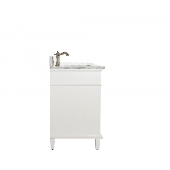 72" White Double Single Sink Vanity Cabinet With Carrara White Top