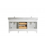 72" White Double Single Sink Vanity Cabinet With Carrara White Top