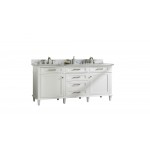 72" White Double Single Sink Vanity Cabinet With Carrara White Top