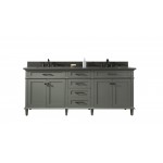 80" Green Double Single Sink Vanity Cabinet With Blue Lime Stone Quartz Top