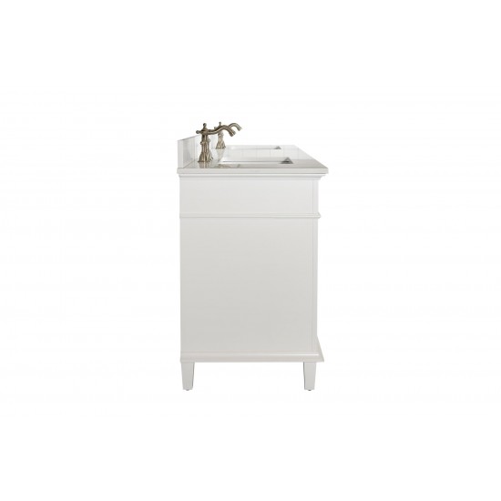 80" White Double Single Sink Vanity Cabinet With Carrara White Quartz Top