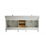 80" White Double Single Sink Vanity Cabinet With Carrara White Quartz Top