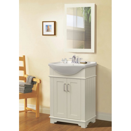 24" White Sink Vanity, No Faucet