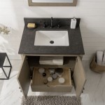 30" Antique Gray Oak Vanity With Blue Limestone Top