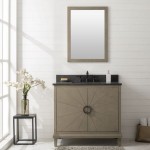 36" Antique Gray Oak Vanity With Blue Limestone Top