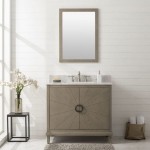 36" Antique Gray Oak Vanity With Carrara White Top