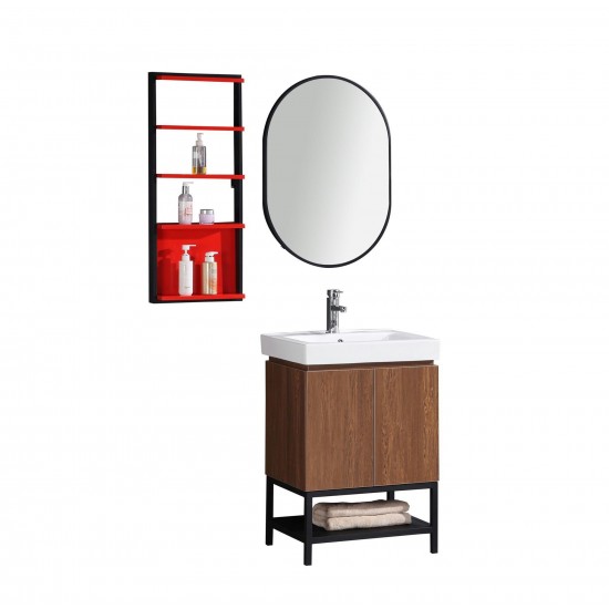 24" Bathroom Vanity With Mirror And Side Cabinet- Pvc