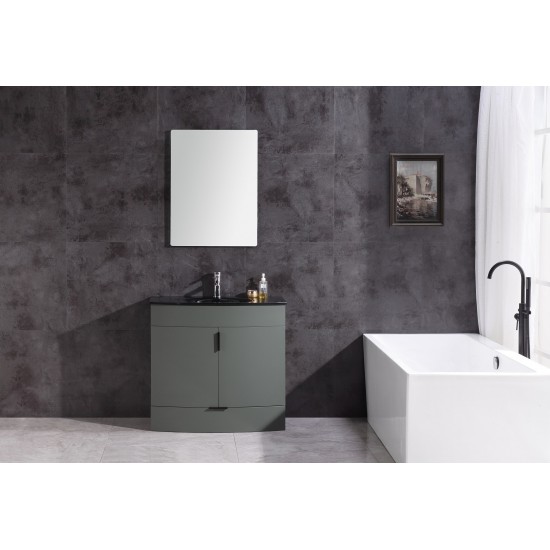 36" Pewter Green Bathroom Vanity - Pvc