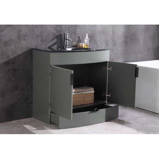 36" Pewter Green Bathroom Vanity - Pvc