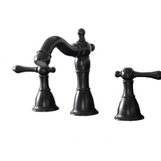 8" Widespread Faucet With Drain--Matt Black