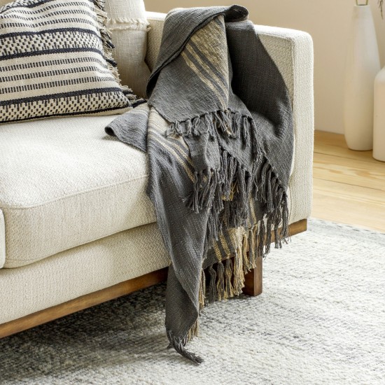 Surya Bramble Charcoal Throw 50"W X 60"L