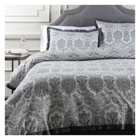 Surya Griffin Charcoal Full/Queen Duvet 88"W X 92"L