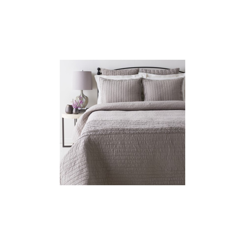 Surya Lindon Light Gray Twin Quilt 68"W X 86"L