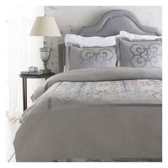 Surya Versaille Gray Twin Duvet 68"W X 86"L