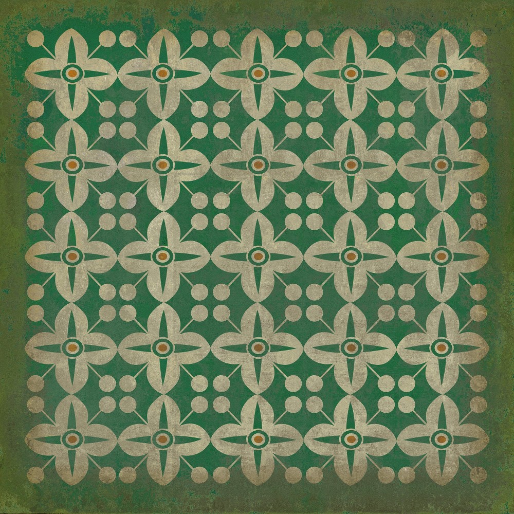 Pattern 03 the Emerald City 48x48 Vintage Vinyl Floorcloth