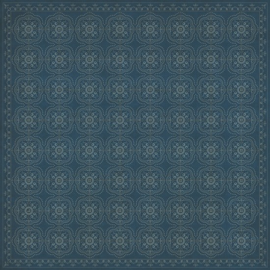 Pattern 28 Blue Bandana 120x120 Vintage Vinyl Floorcloth