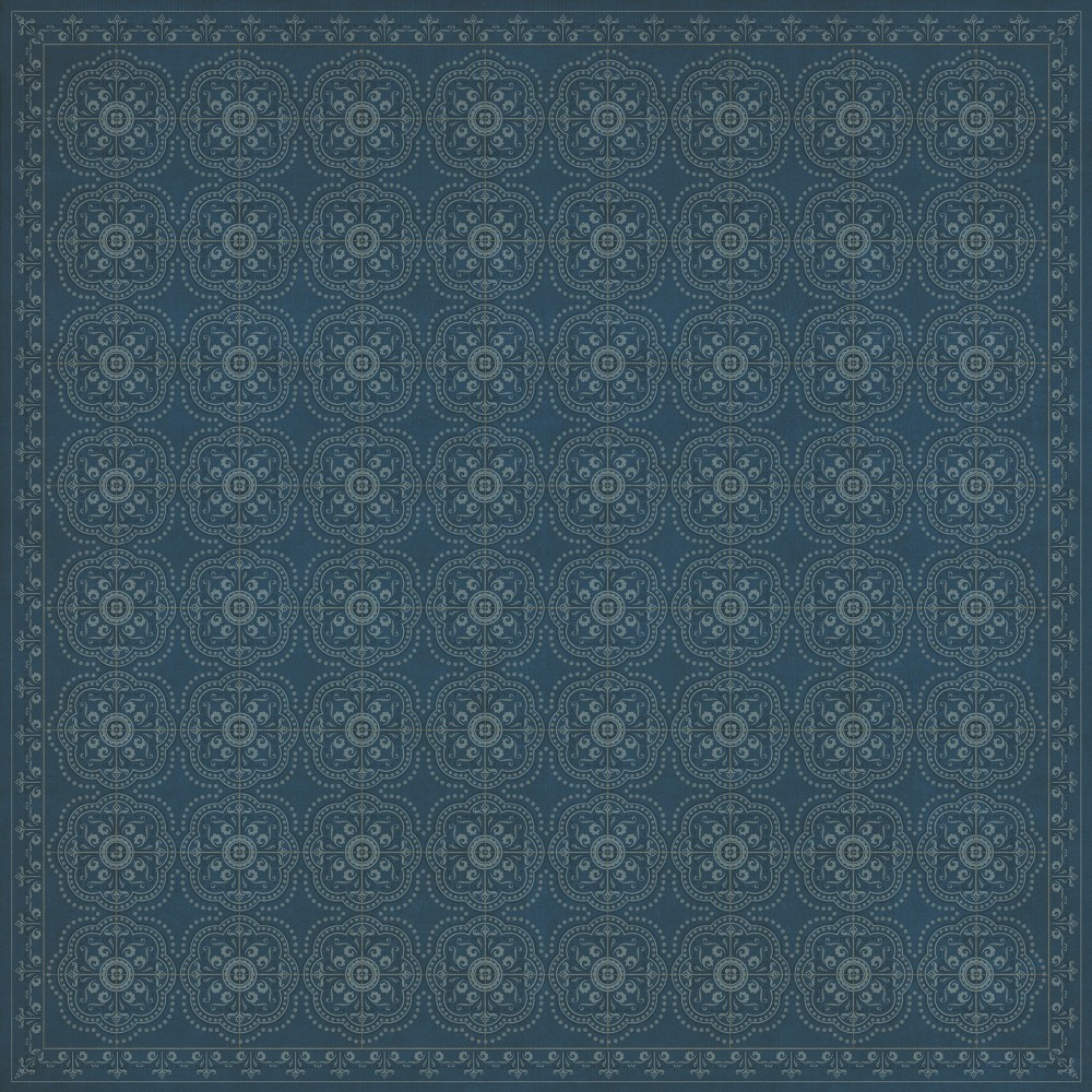 Pattern 28 Blue Bandana 120x120 Vintage Vinyl Floorcloth