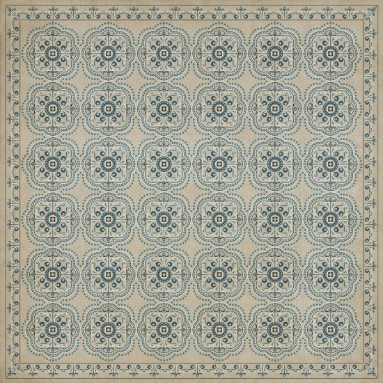 Pattern 28 It is Delightful to Tell It 60x60 Vintage Vinyl Floorcloth
