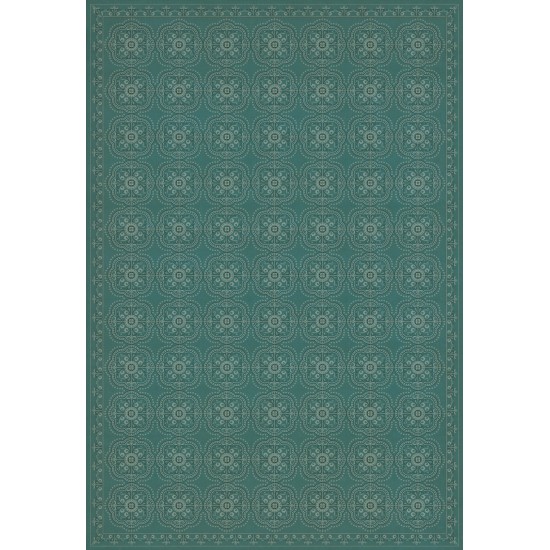 Pattern 28 Teal Bandana 96x140 Vintage Vinyl Floorcloth