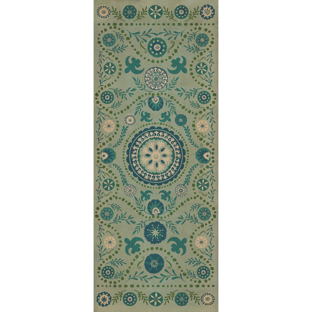 Pattern 38 Boho Blue 36x90 Vintage Vinyl Floorcloth