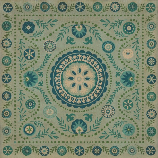 Pattern 38 Boho Blue 60x60 Vintage Vinyl Floorcloth