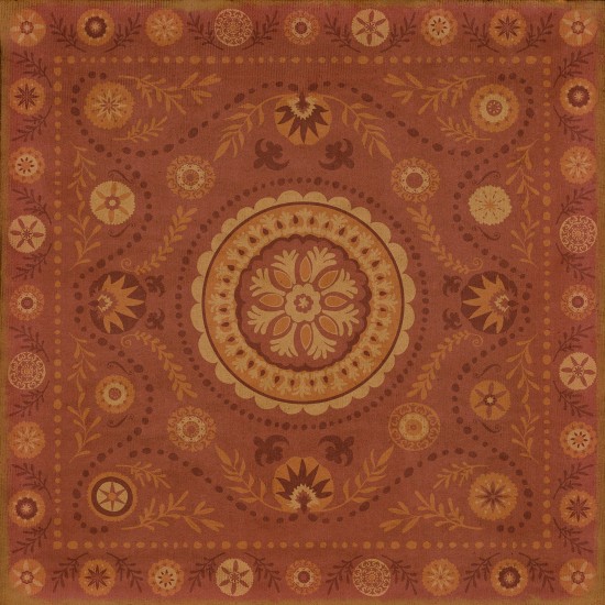 Pattern 38 Crimson 60x60 Vintage Vinyl Floorcloth
