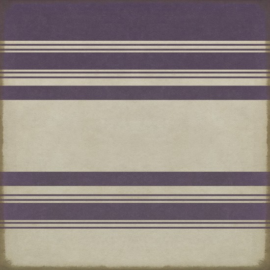 Pattern 50 Organic Stripes Purple and White 36x36 Vintage Vinyl Floorcloth