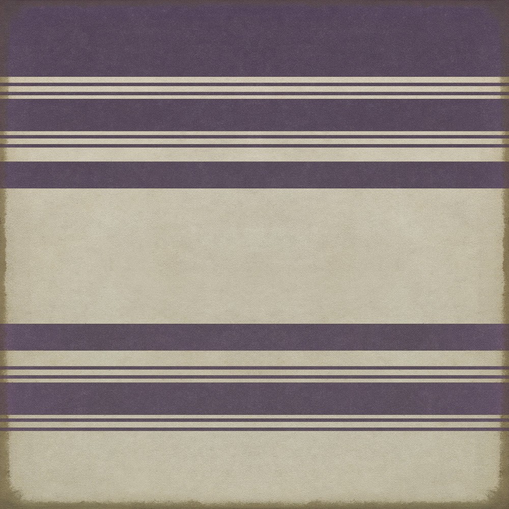 Pattern 50 Organic Stripes Purple and White 36x36 Vintage Vinyl Floorcloth