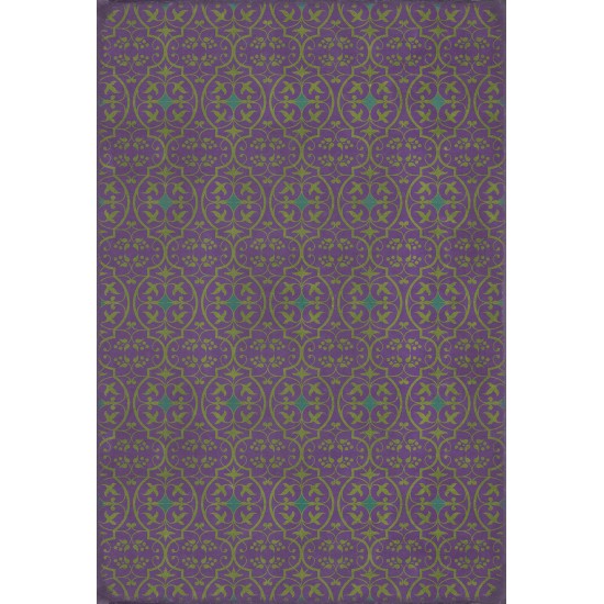 Pattern 51 the Souls of Good Violets 38x56 Vintage Vinyl Floorcloth