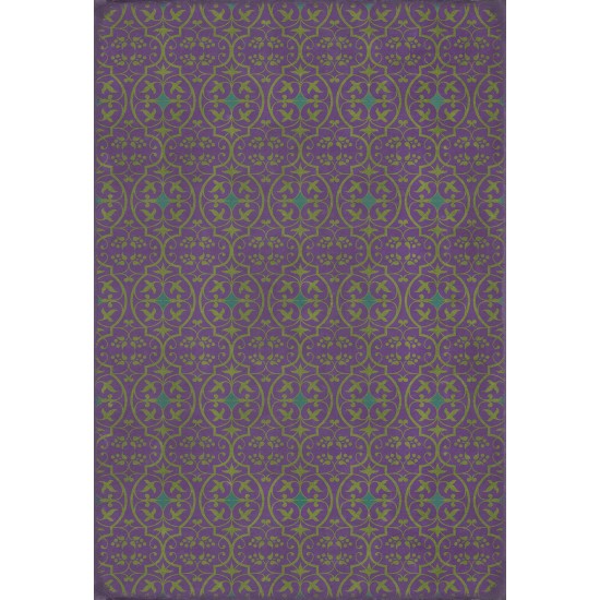 Pattern 51 the Souls of Good Violets 70x102 Vintage Vinyl Floorcloth