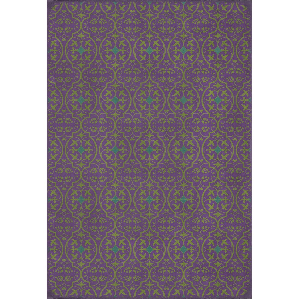 Pattern 51 the Souls of Good Violets 70x102 Vintage Vinyl Floorcloth