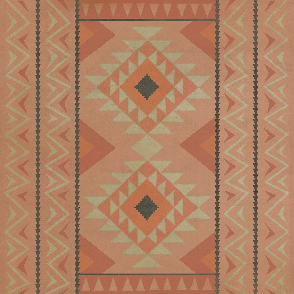 Pattern 62 Peacenik 48x48 Vintage Vinyl Floorcloth