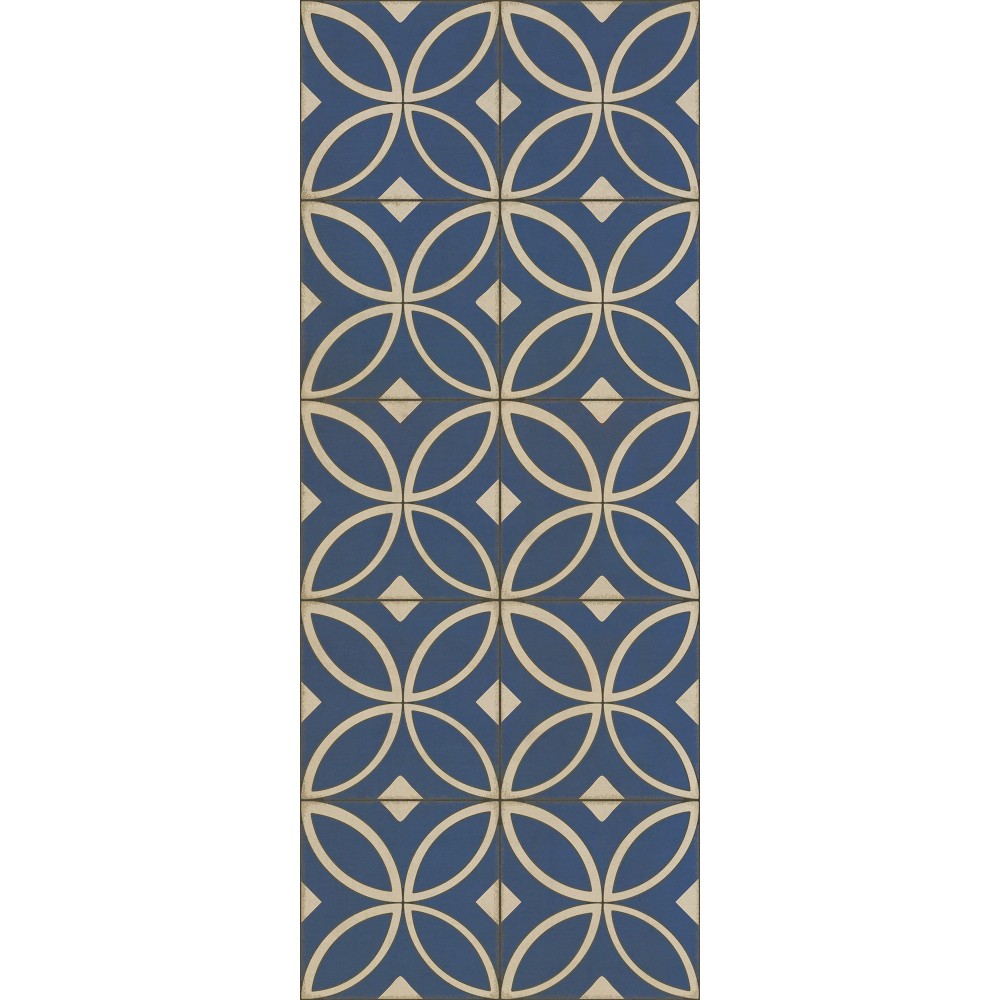 Pattern 70 Dress Blues 36x90 Vintage Vinyl Floorcloth