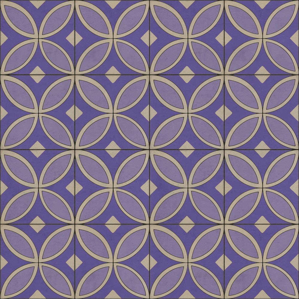 Pattern 70 Waltzing with Violets in Our Hair 48x48 Vintage Vinyl Floorcloth