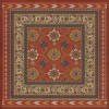 Persian Bazaar - Balouch - Jannat 36x36 Vintage Vinyl Floorcloth