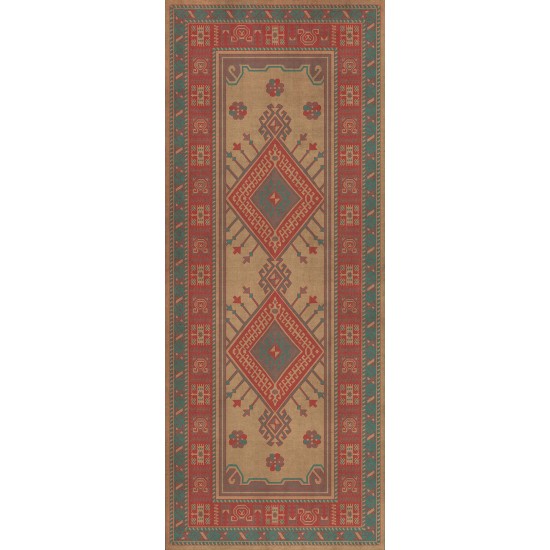 Persian Bazaar - Bergama - Altan 36x90 Vintage Vinyl Floorcloth