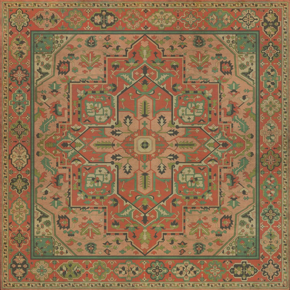 Persian Bazaar - Camelot - Guinevere 120x120 Vintage Vinyl Floorcloth