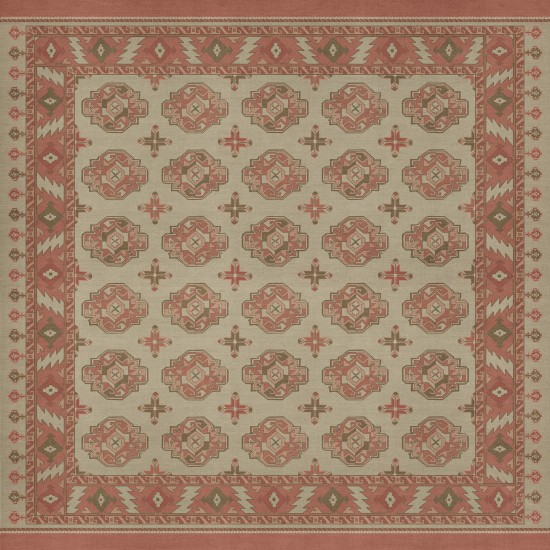 Persian Bazaar - Chuval Gul - Lale 72x72 Vintage Vinyl Floorcloth