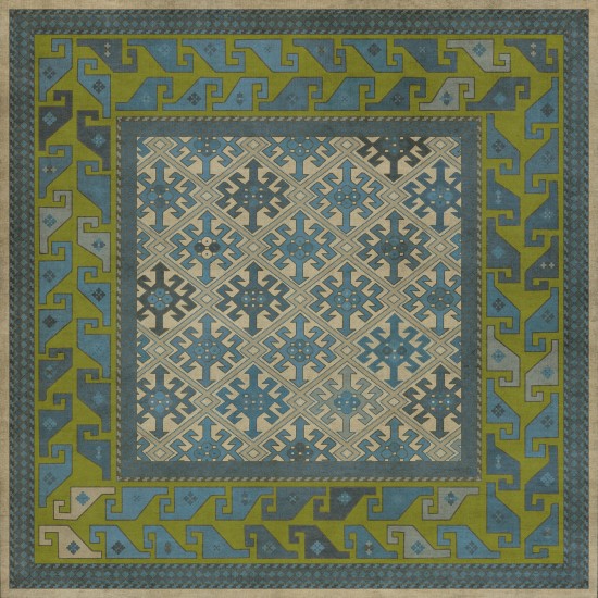 Persian Bazaar - Daghestan - Babki 48x48 Vintage Vinyl Floorcloth