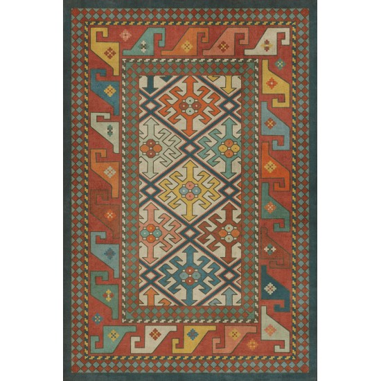 Persian Bazaar - Daghestan - Raduga 24x36 Vintage Vinyl Floorcloth