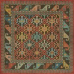 Persian Bazaar - Daghestan - Vedma 36x36 Vintage Vinyl Floorcloth