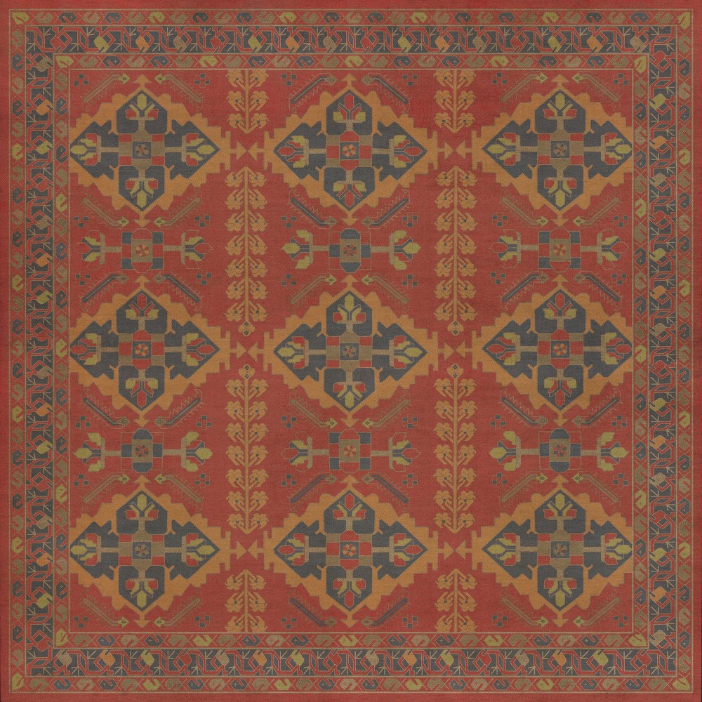 Persian Bazaar - Hamadan - Memnu 60x60 Vintage Vinyl Floorcloth