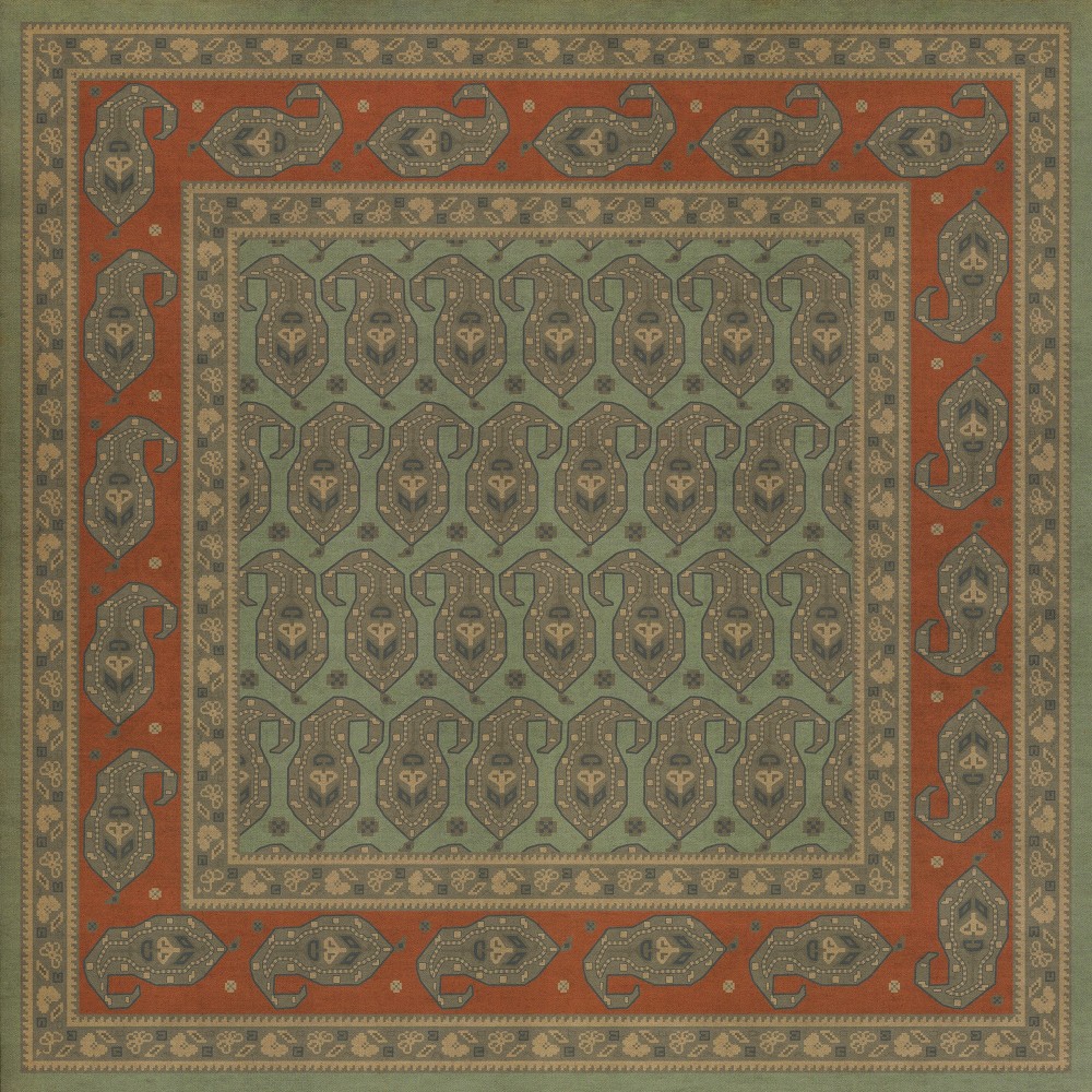 Persian Bazaar - Kintala - Nuri 48x48 Vintage Vinyl Floorcloth
