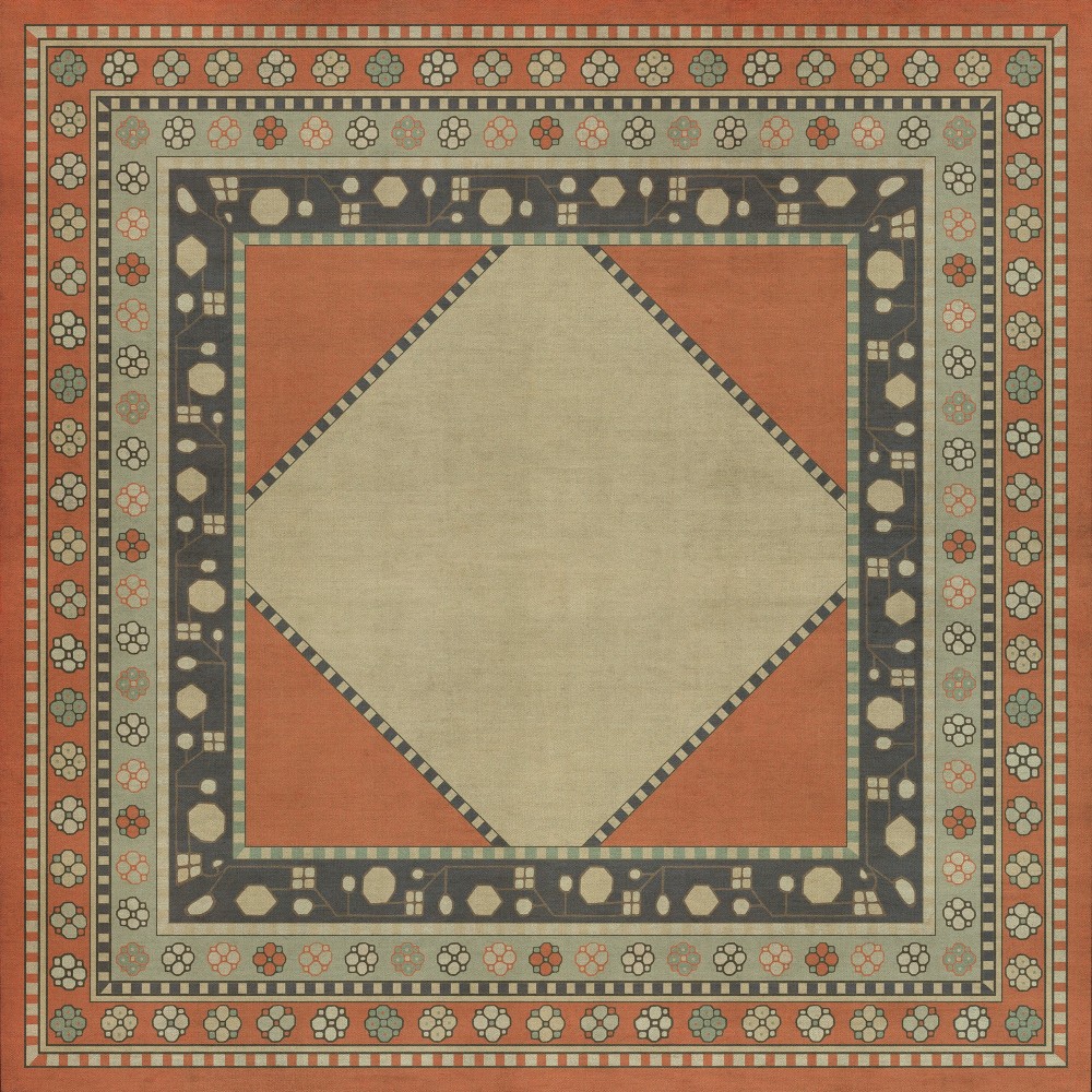 Persian Bazaar - Lombalo - Nazeli 36x36 Vintage Vinyl Floorcloth