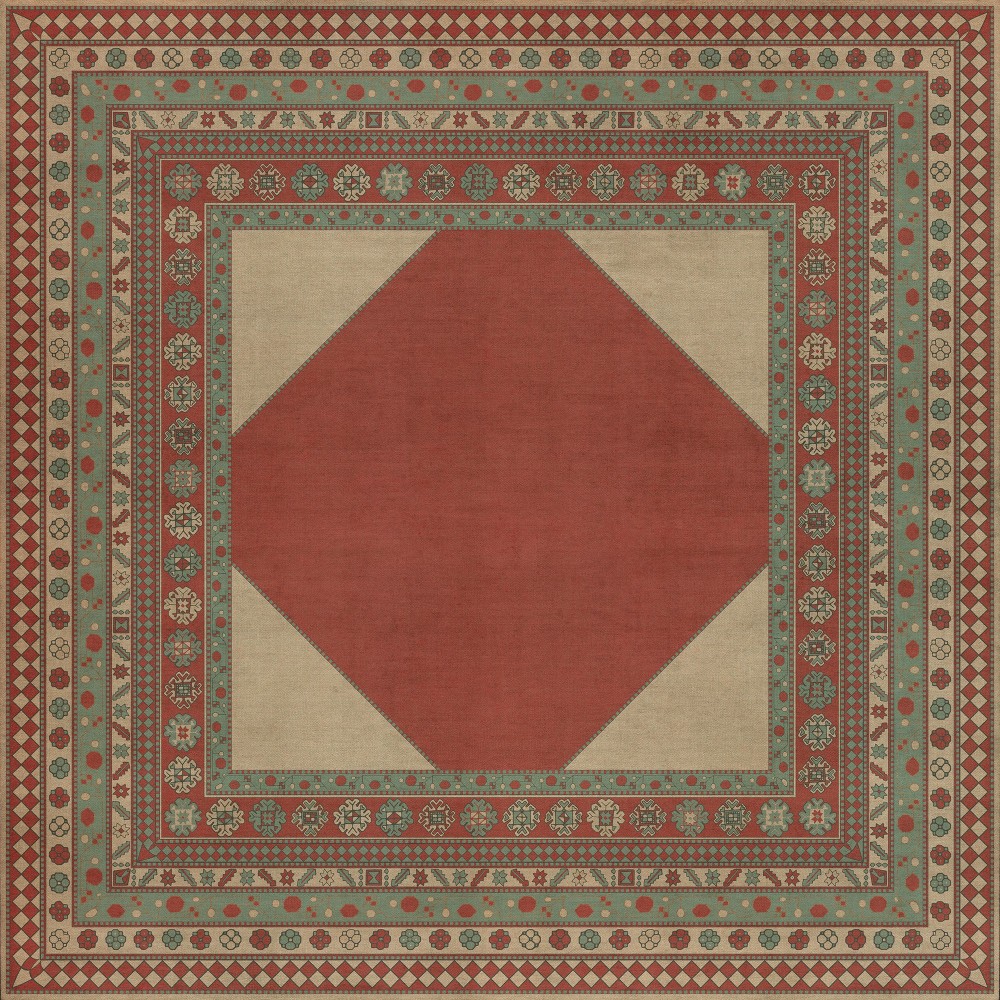 Persian Bazaar - Lombalo - Zartar 120x120 Vintage Vinyl Floorcloth