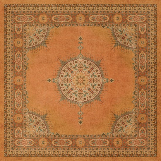 Persian Bazaar - Tabriz - Zurvan 48x48 Vintage Vinyl Floorcloth
