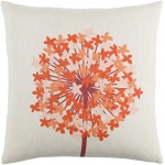 Surya Agapanthus Coral Pillow Cover 22"H X 22"W