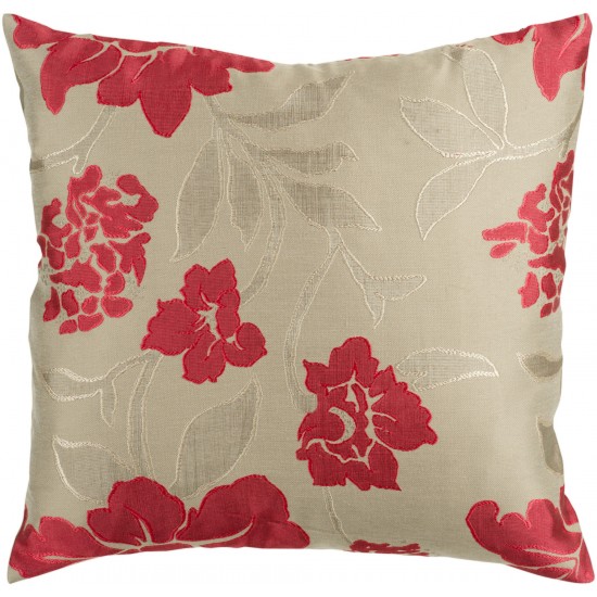Surya Blossom Light Brown Pillow Cover 22"H X 22"W