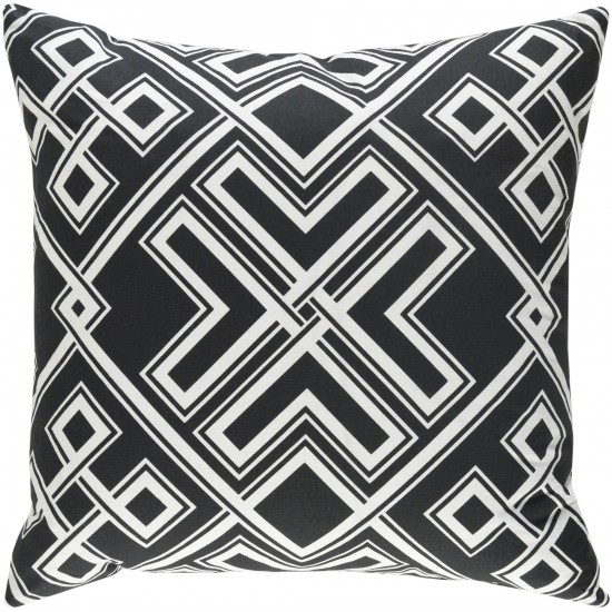 Surya Ethiopia Black Pillow Cover 18"H X 18"W