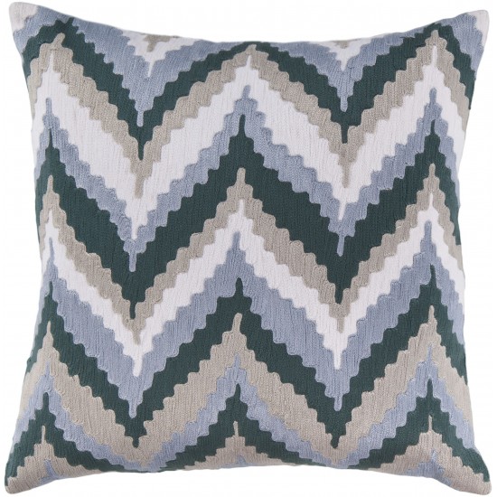 Surya Ikat Chevron Blue Pillow Cover 22"H X 22"W